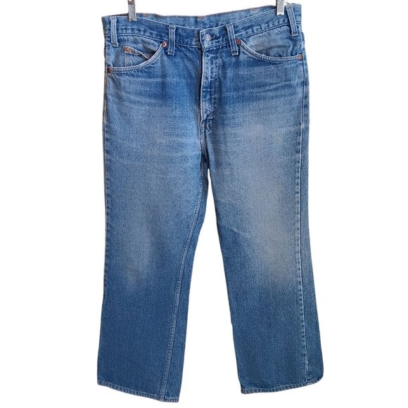 Vintage Mens Jeans 35x28 80s JC PENNEY PLAIN POCKETS CLASSIC Flare FLARE Jeans - Picture 2 of 8